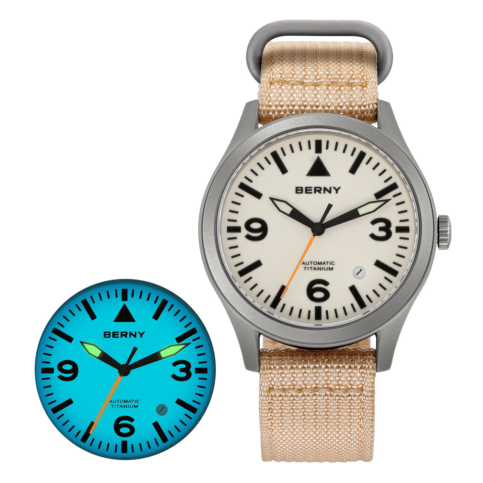 BERNY-Men Automatic Titanium Field Watch-AMT143M