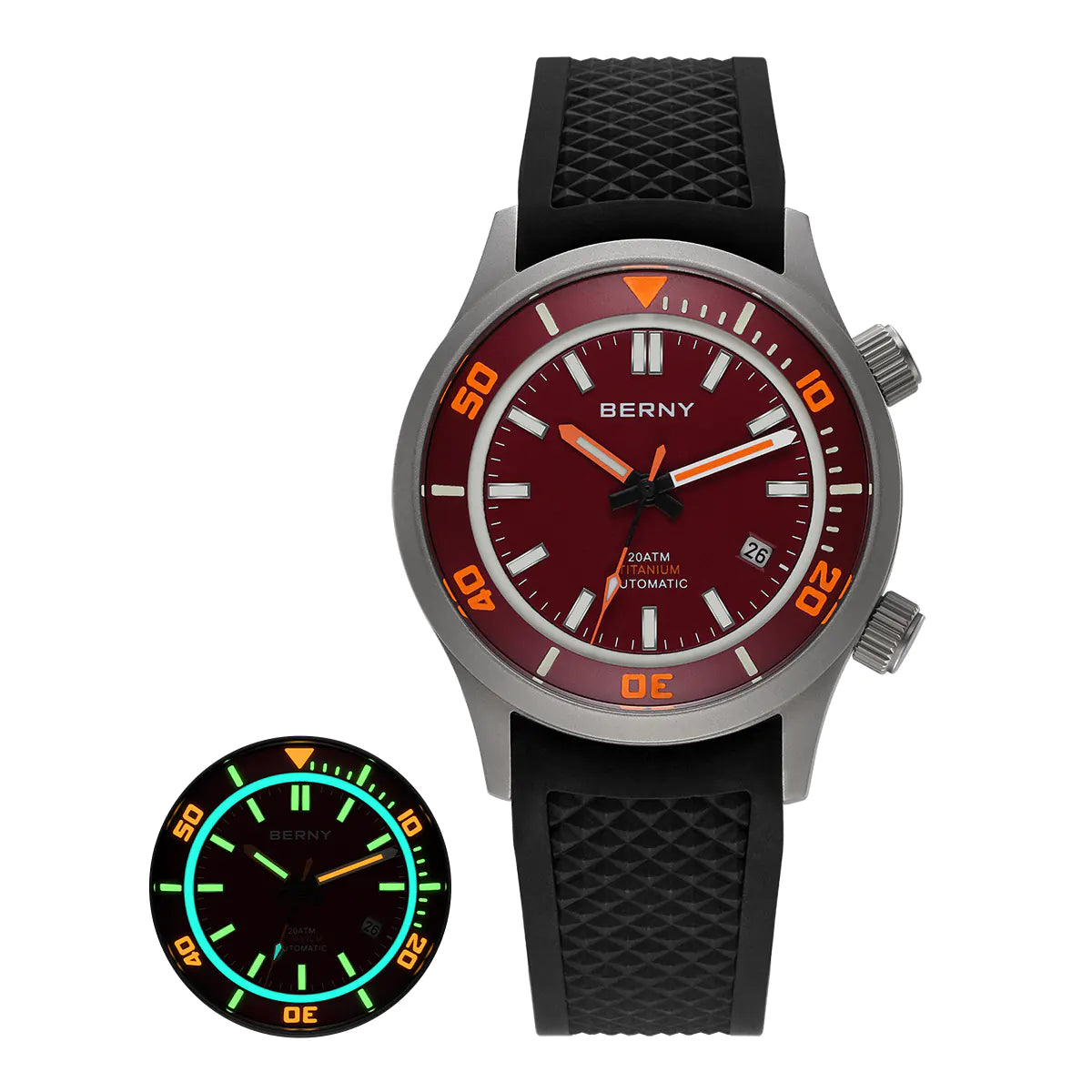 BERNY-Men Automatic Titanium Diver Watch-AMT149M