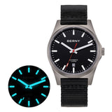 BERNY - Herren-Automatikuhr aus Titan mit Eisenbahn-Motiv - AMT258M 