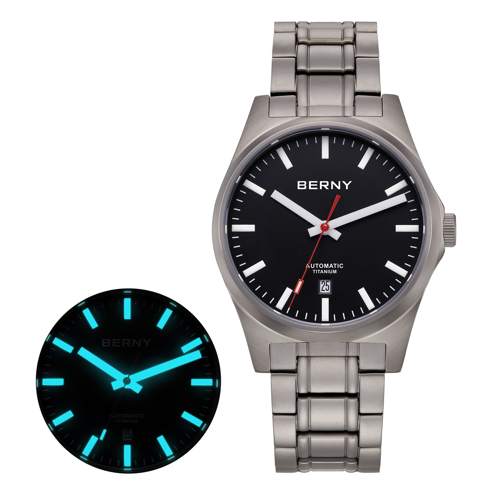 BERNY-Men Automatic Titanium Full-Lume Watch-AMT258MS