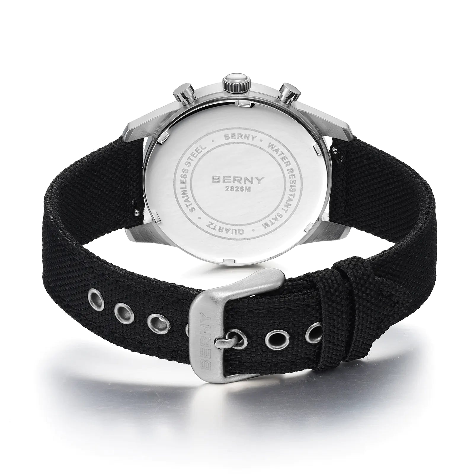 BERNY 2826M Chronograph Watch Back Cover Stainless Steel