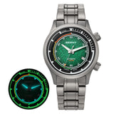 BERNY AMT159MS automatic diving wristwatch with coral textured green dial and glow-in-the-dark luminous feature