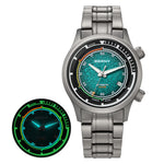BERNY AMT159MS diving wristwatch with teal textured dial and glow-in-the-dark luminous feature