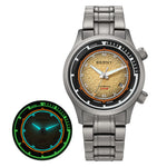 BERNY AMT159MS diving wristwatch with coral textured orange dial and glow-in-the-dark luminous feature