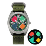 titanium dress watch(canvas strap) with green dial and colorful luminous
