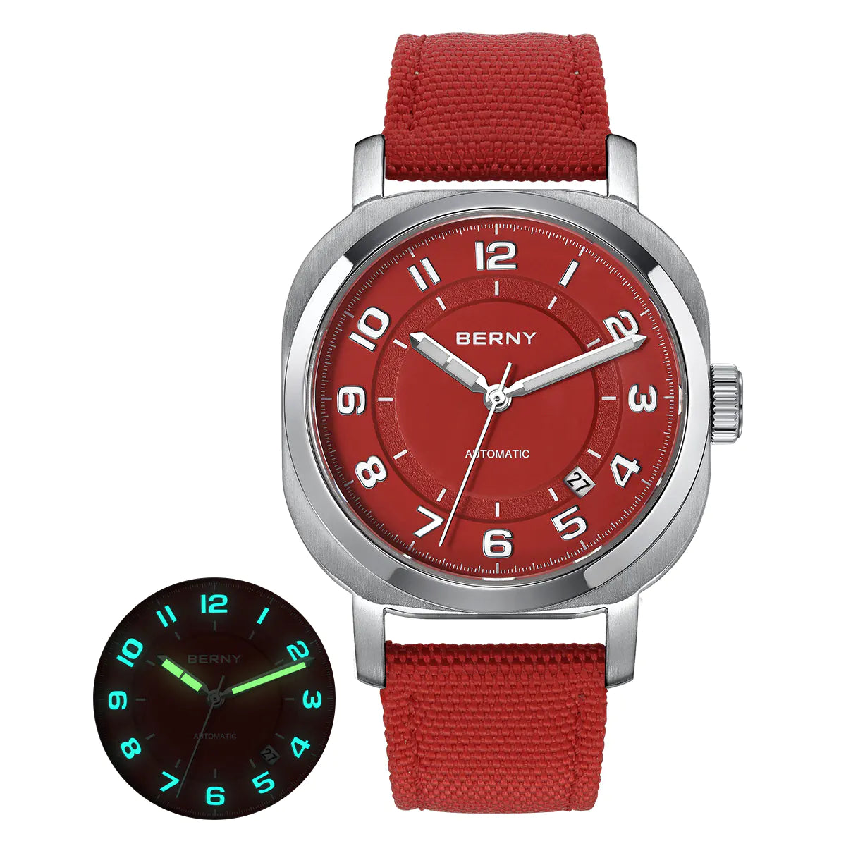 BERNY-Men Automatic Cushion Shaped Dress Watch-AM133V