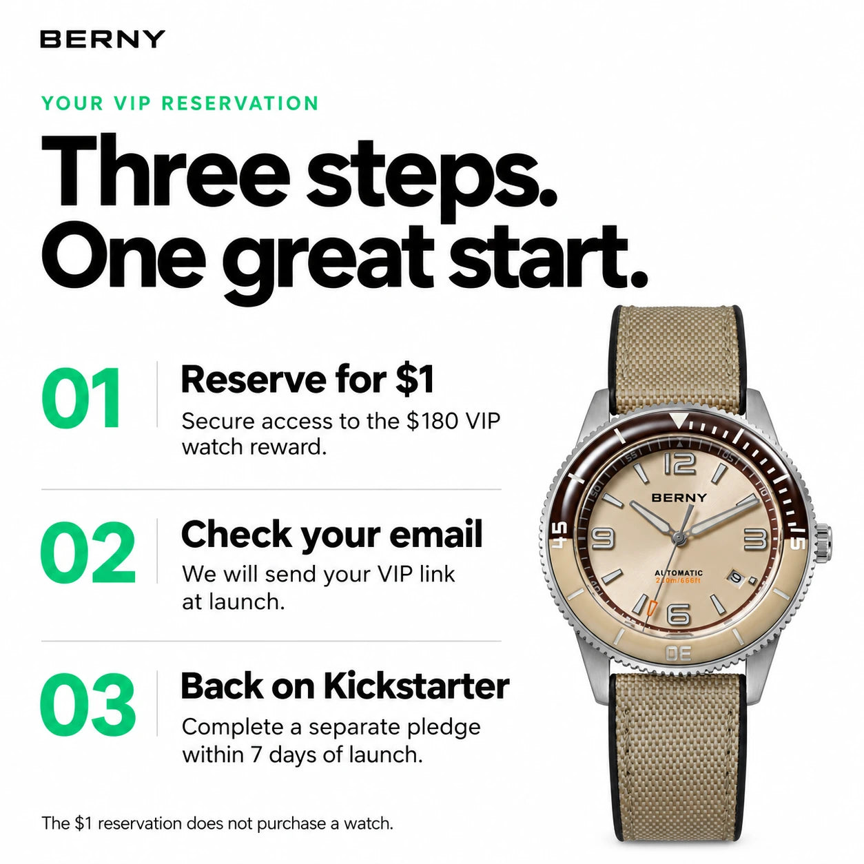 Reserve for $1, then pledge separately on Kickstarter.