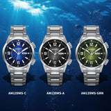 blue, black, green dial variations available